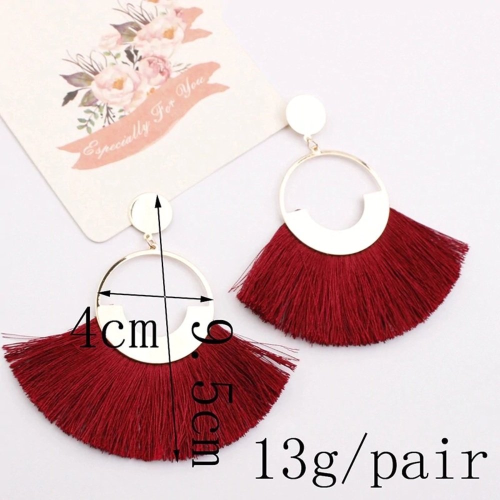 Big Tassel Drop Vintage Statement Earrings - Picture 7 of 7